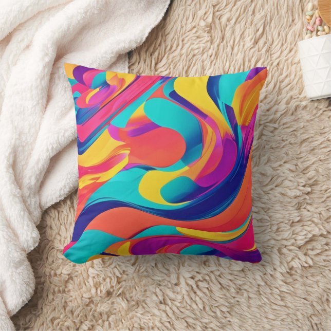 Vibrant Swirling Abstrakt Art Kudde (Filt)