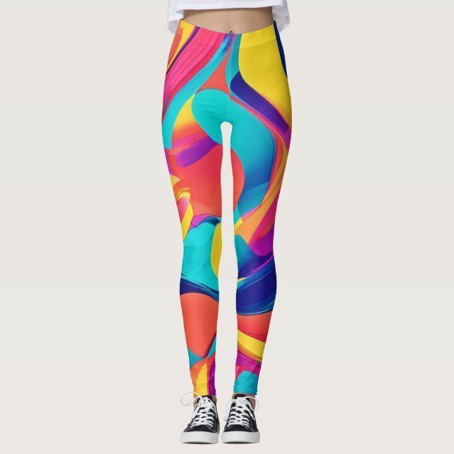 Vibrant Swirling Abstrakt Art Leggings (Framsida)