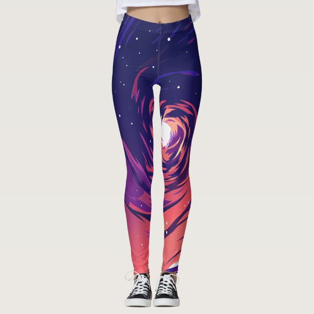 Vibrant Swirling Galaxy with Bright Center Leggings (Framsida)