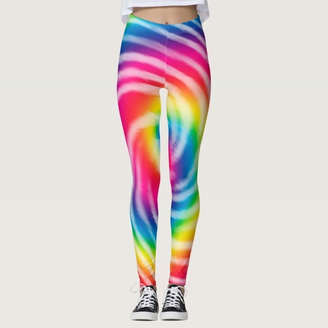 Vibrant Swirling Tie Dye Leggings (Framsida)