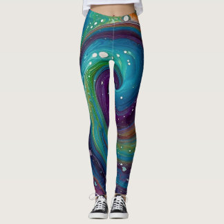 "VIBRANT SWIRLS: A CAPTIATING MARBLING DIP DESIGN LEGGINGS
