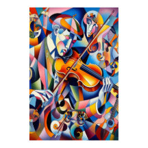 Vibrant Symfoni: Abstrakt Violinist Konst