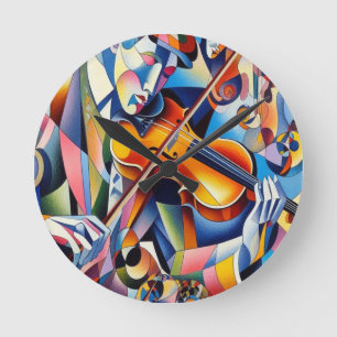 Vibrant Symfoni: Abstrakt Violinistkonst Rund Klocka