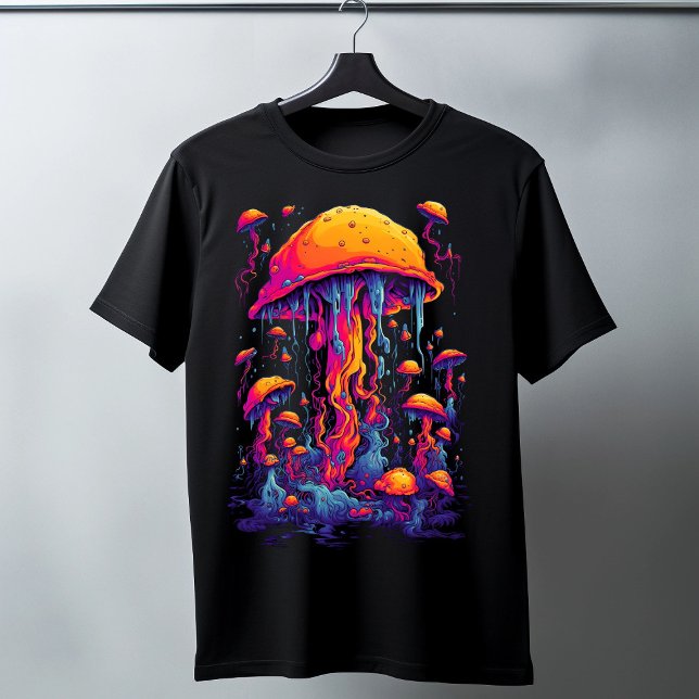 Vibrant symfoni: Jellyfish in Fantastical Neon T Shirt (Skapare uppladdad)
