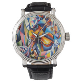 Vibrant Symphony: Abstract Violinist Art Armbandsur