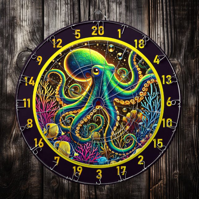 Vibrant tandakel Octopus Dartboard Darttavla (Skapare uppladdad)