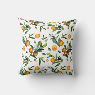 Vibrant Tangerine citrus Orange grönt Kudde