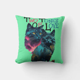 Vibrant Tassar: Dual Cat Delight Kudde