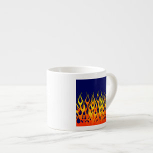Vibrant Tävla Flamm på marinblått Espressomugg