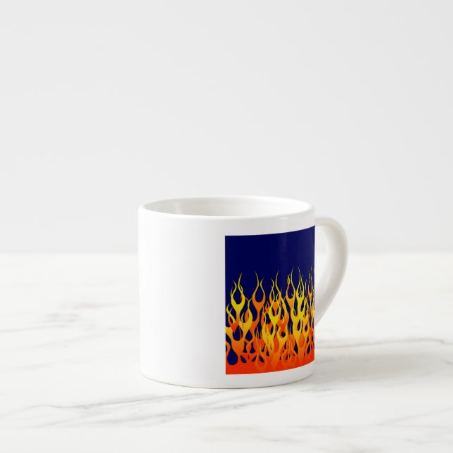 Vibrant Tävla Flamm på marinblått Espressomugg (Framsida höger)