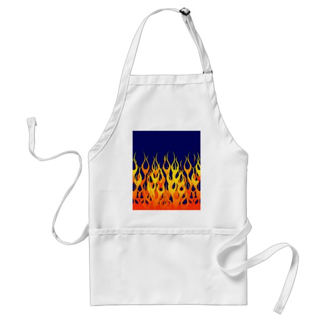 Vibrant Tävla Flamm på marinblått Förkläde (Framsidan)