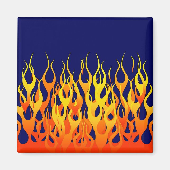 Vibrant Tävla Flamm på marinblått Magnet (Framsidan)
