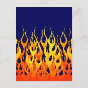 Vibrant Tävla Flamm på marinblått Vykort
