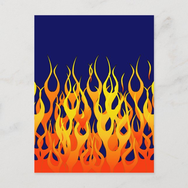 Vibrant Tävla Flamm på marinblått Vykort (Framsida)