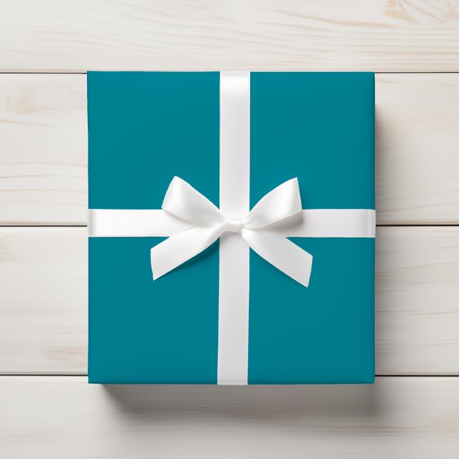 Vibrant Teal Blue Solid Färg Presentpapper (Skapare uppladdad)