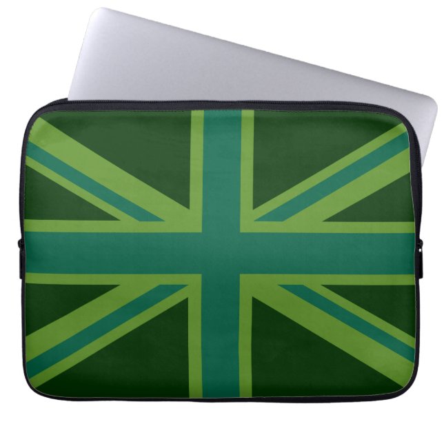 Vibrant Teal Union Jack Laptop Sleeve (Framsidan)
