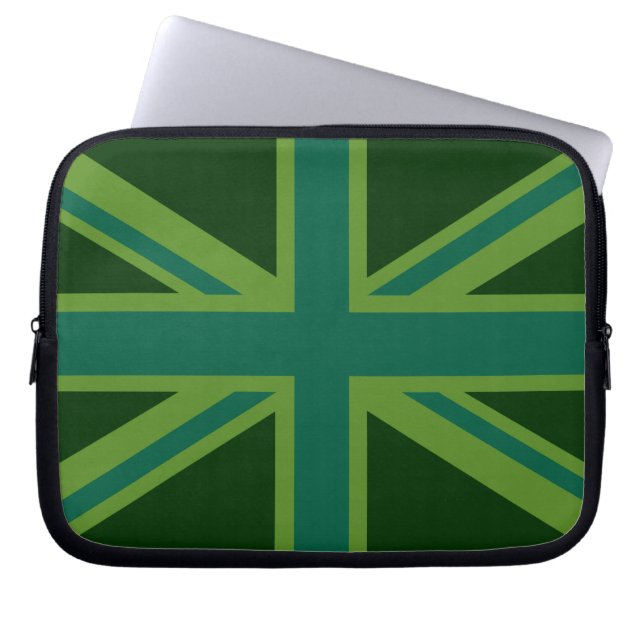 Vibrant Teal Union Jack Laptop Sleeve (Framsidan)