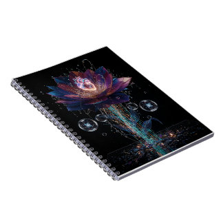 Vibrant Tech Blossom: Heart of Light Art Anteckningsbok