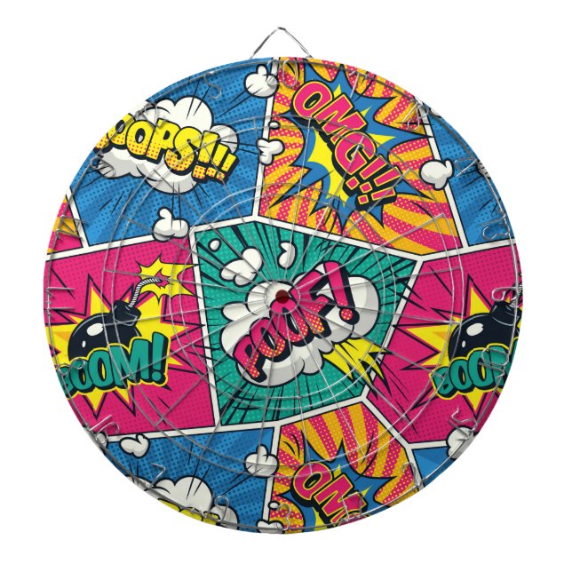 Vibrant Tecknad-sprängning - Vibrant pop Art Darttavla (Framsidan)