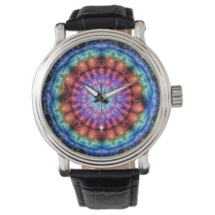 Vibrant Tie Dye Kaleidoscope Rainbow Mandala Armbandsur