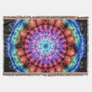 Vibrant Tie Dye Kaleidoscope Rainbow Mandala Filt