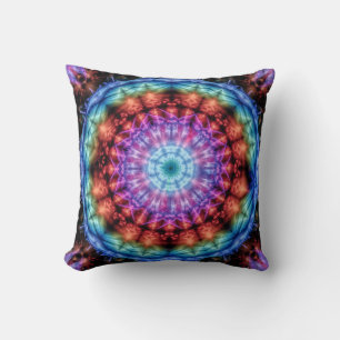 Vibrant Tie Dye Kaleidoscope Rainbow Mandala Kudde