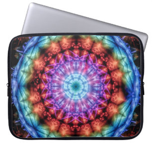 Vibrant Tie Dye Kaleidoscope Rainbow Mandala Laptop Fodral