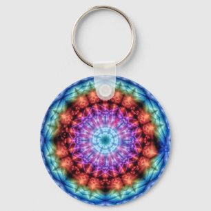 Vibrant Tie Dye Kaleidoscope Rainbow Mandala Nyckelring