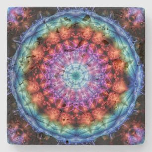 Vibrant Tie Dye Kaleidoscope Rainbow Mandala Stenunderlägg