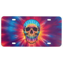 Vibrant Tie-Dye Skull-licensskylt