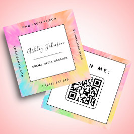 Vibrant Tie Dye Social Media Manager Färg Burst Fyrkantigt Visitkort