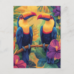 Vibrant Toucan PaintingTropical Birds in Paradise Vykort