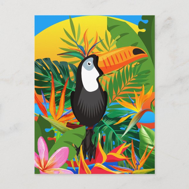 Vibrant Toucan Tropical Rainforest Postcard Vykort (Framsida)
