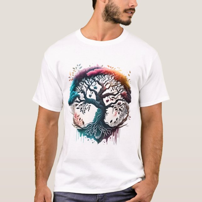 Vibrant Träd Spectrum T-Shirt Design (Framsida)