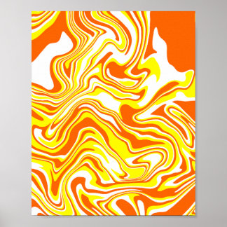 Vibrant trådlös grafik i Orange, vitt och Gult Poster