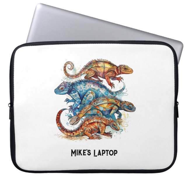 Vibrant Tribal Lizard Totem, anpassningsbar Laptop Fodral (Framsidan)