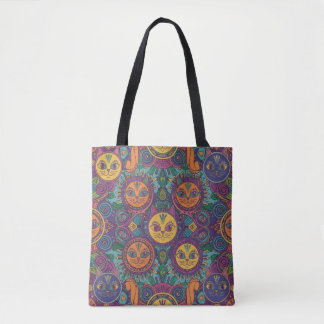 Vibrant Tribal Spirit Cats Tote Bag Tygkasse