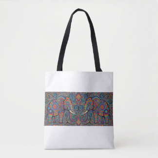 Vibrant Tribal Spirit elephants Tote Bag Tygkasse