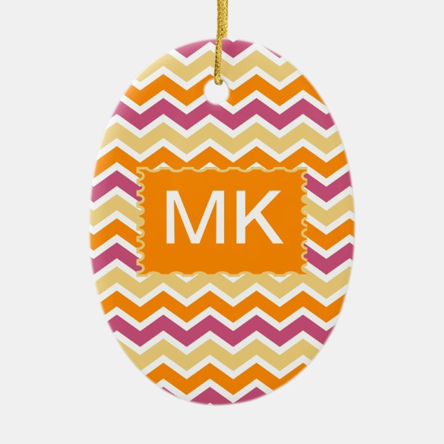 Vibrant Tribal ZigZag Julgransprydnad Keramik (Framsidan)