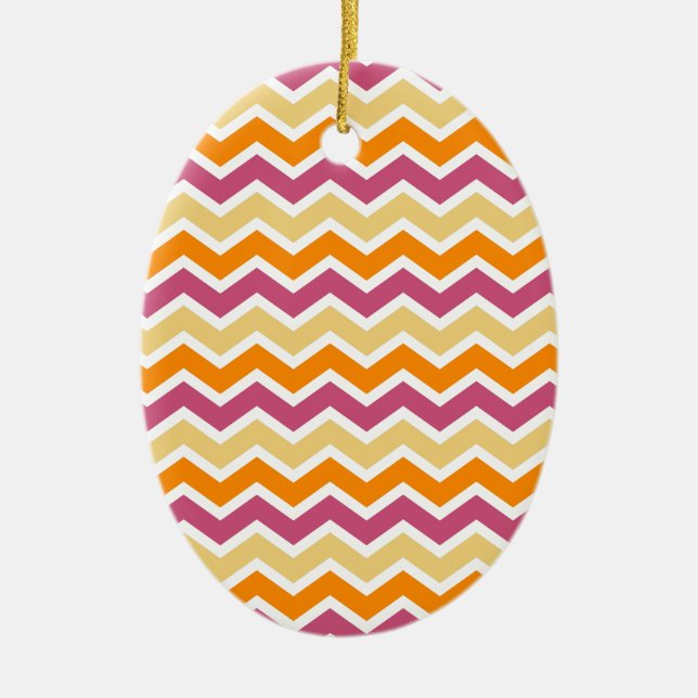 Vibrant Tribal ZigZag Julgransprydnad Keramik (Framsidan)