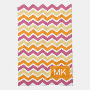 Vibrant Tribal ZigZag Kökshandduk