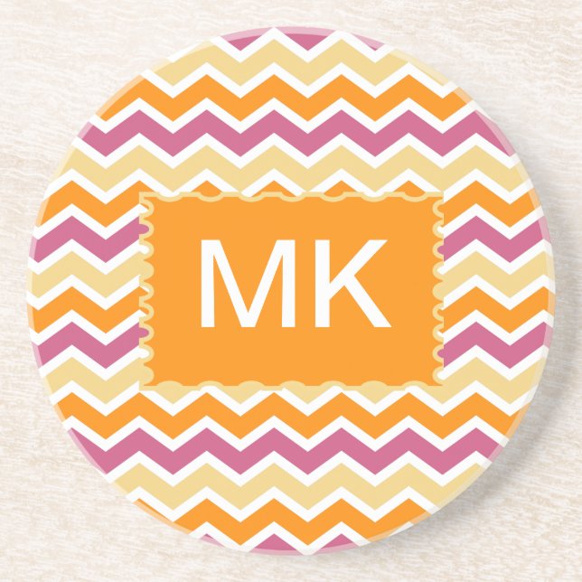 Vibrant Tribal ZigZag Underlägg Sandsten (Framsidan)