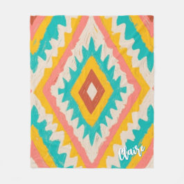 Vibrant Tribe, Bold Geometric Boho Pattern Fleecefilt