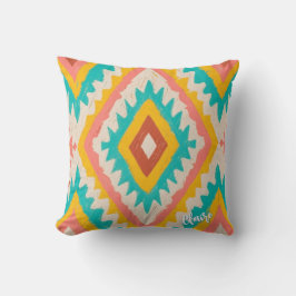 Vibrant Tribe, Bold Geometric Boho Pattern Kudde
