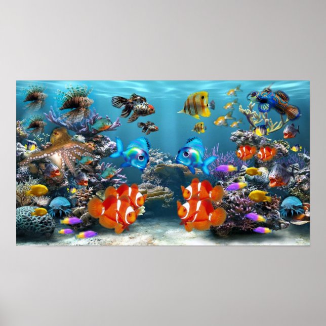 Vibrant Tropical Aquarium Poster (Framsidan)