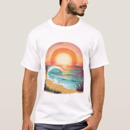 Vibrant Tropical Beach Sunset basic t-shirt