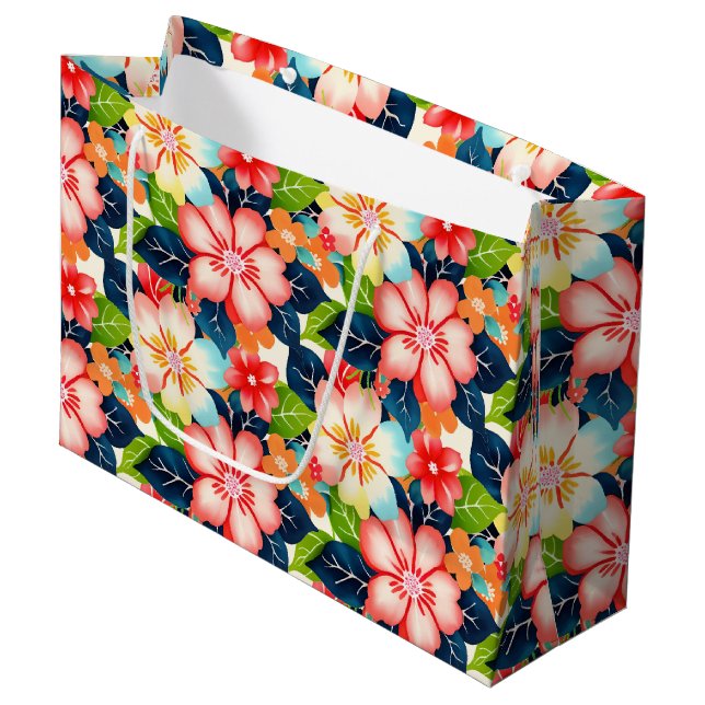 Vibrant Tropical Blommönster (Framsidan Vinklad)