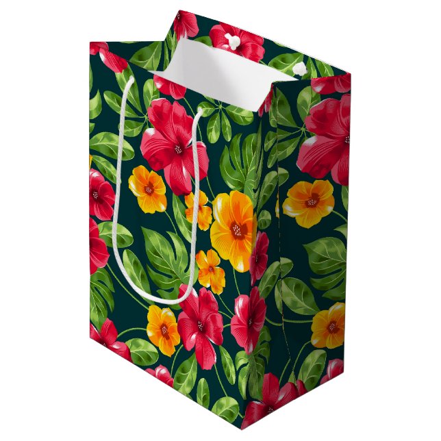 Vibrant Tropical Blommönster (Framsidan Vinklad)