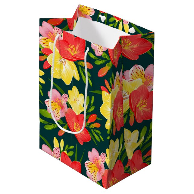 Vibrant Tropical Blommönster (Framsidan Vinklad)