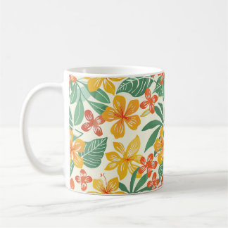 Vibrant Tropical Blommönster Kaffemugg